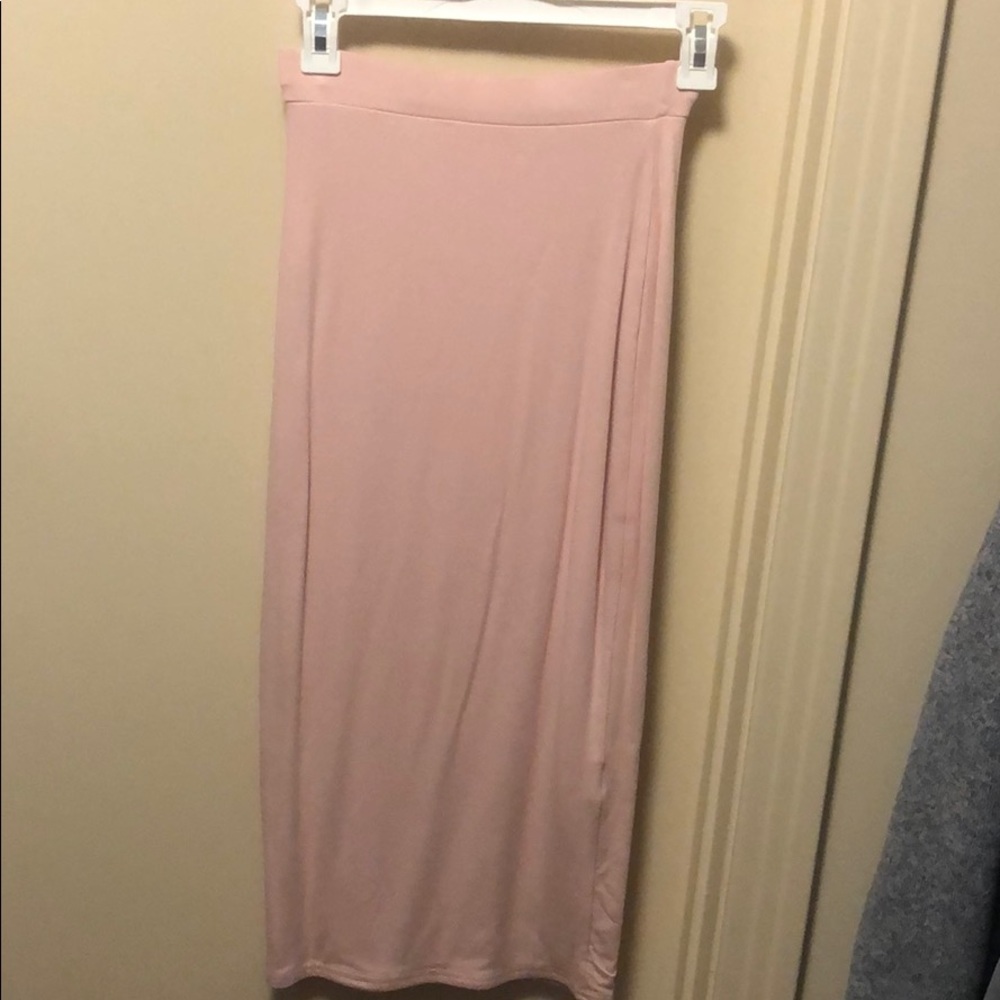 Pink Missguided fitted midi skirt